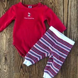 Janie & Jack First Christmas Bodysuit & Pants